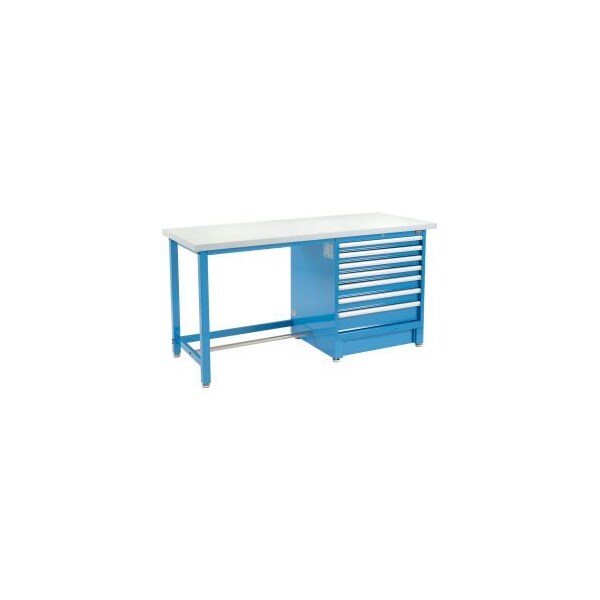 Global Equipment 72"Wx30"D Modular Workbench W/ 7 Drawers, Plastic Laminate Square Edge, Blue 711170 - main